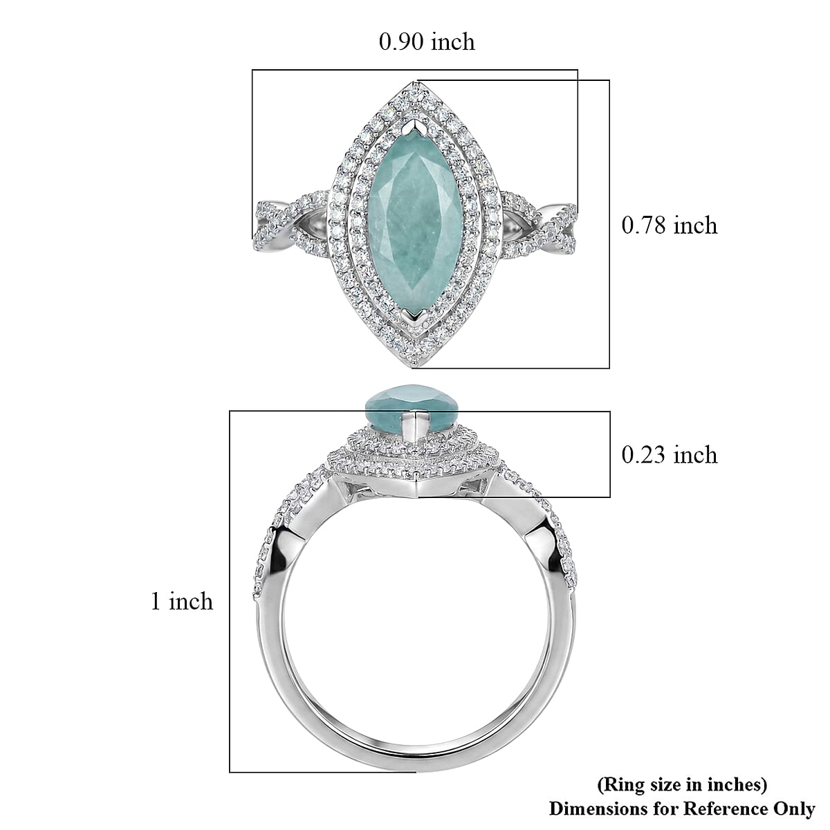 D'Joy Premium Grandidierite, Moissanite Ocean Infinity Ring in Rhodium Over Sterling Silver (Size 10.0) (Ships in 08-10 Days) 2.30 ctw image number 5