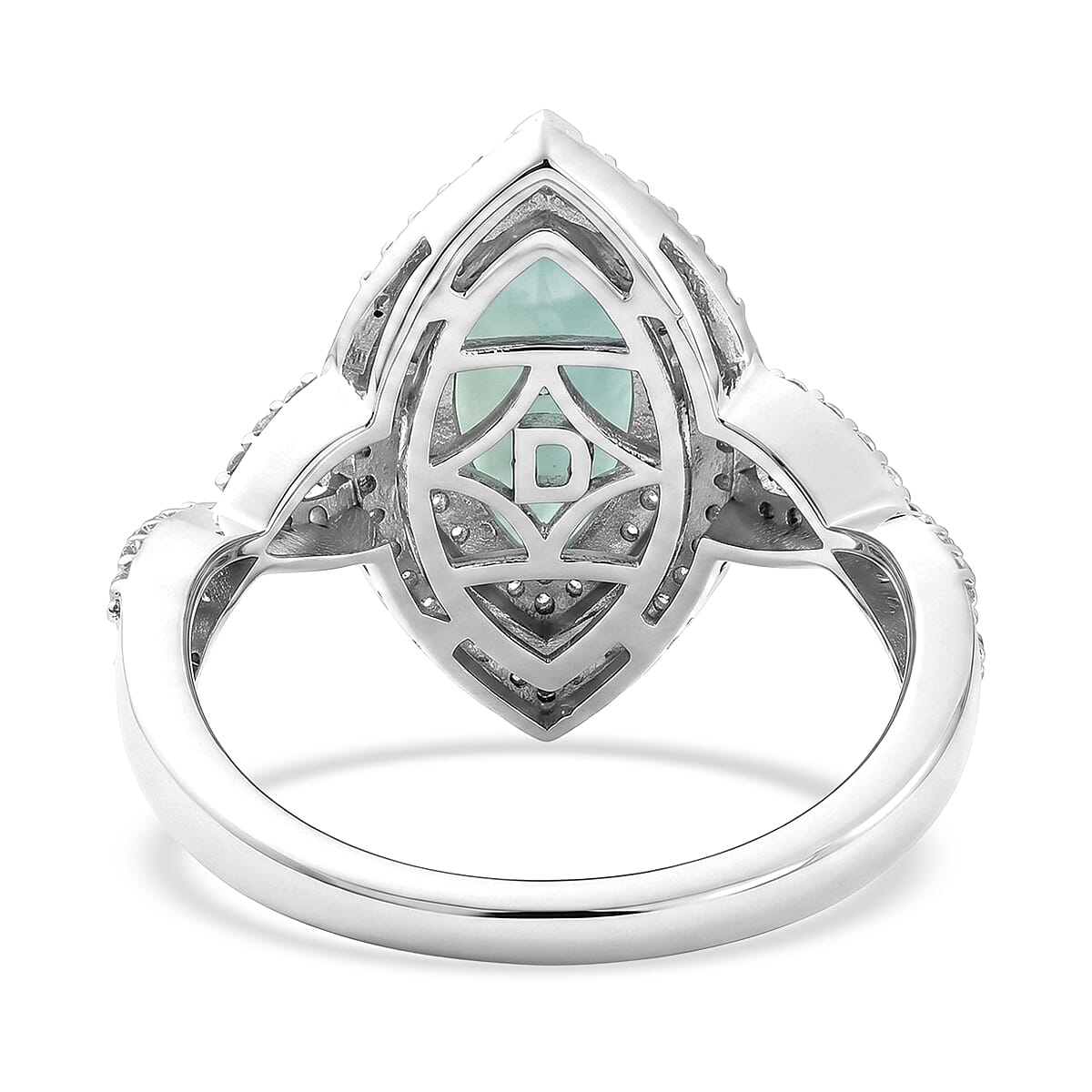 D'Joy Premium Grandidierite and Moissanite 2.30 ctw Ocean infinity Ring in Rhodium Over Sterling Silver (Size  6.0)