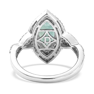 D'Joy Premium Grandidierite and Moissanite 2.30 ctw Ocean infinity Ring in Rhodium Over Sterling Silver (Size  6.0)