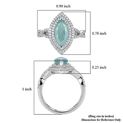 D'Joy Premium Grandidierite and Moissanite 2.30 ctw Ocean infinity Ring in Rhodium Over Sterling Silver (Size  6.0)