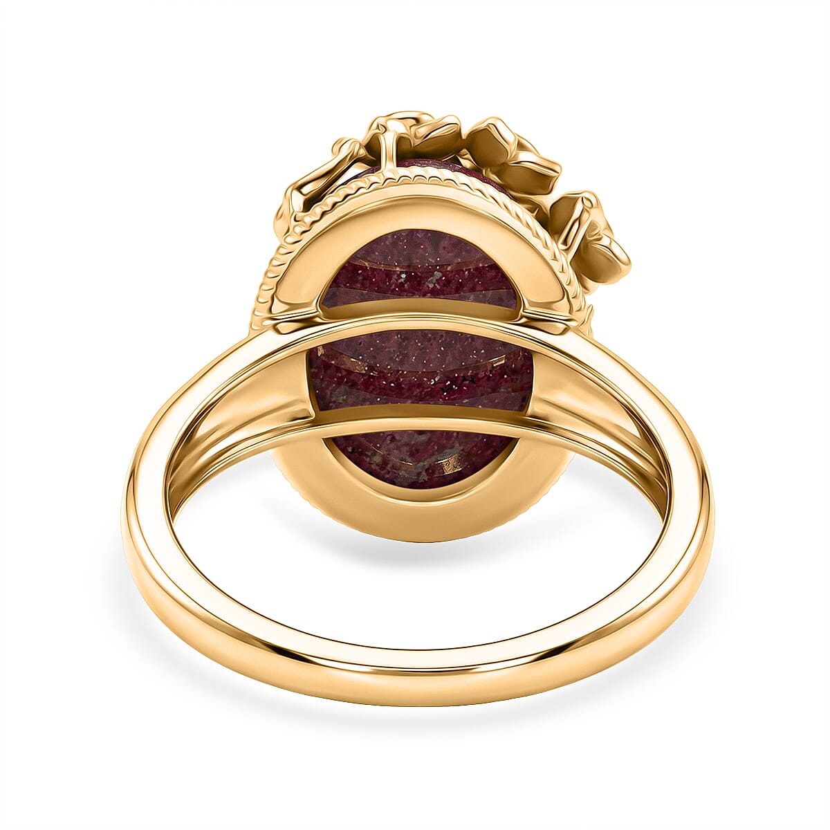 EverTrue Premium Norwegian Thulite and Orissa Rhodolite Garnet 8.35 ctw Butterfly in Bloom Ring in 18K YG Plated (Size 6.0)