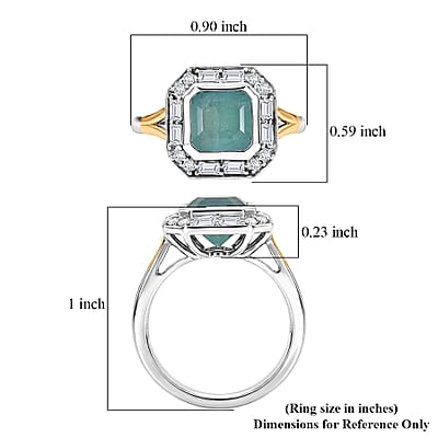 D'Joy Premium Grandidierite and Moissanite 3.25 ctw Ocean Deco Ring in 18K Vermeil YG and Rhodium Over Sterling Silver (Size  5.0)
