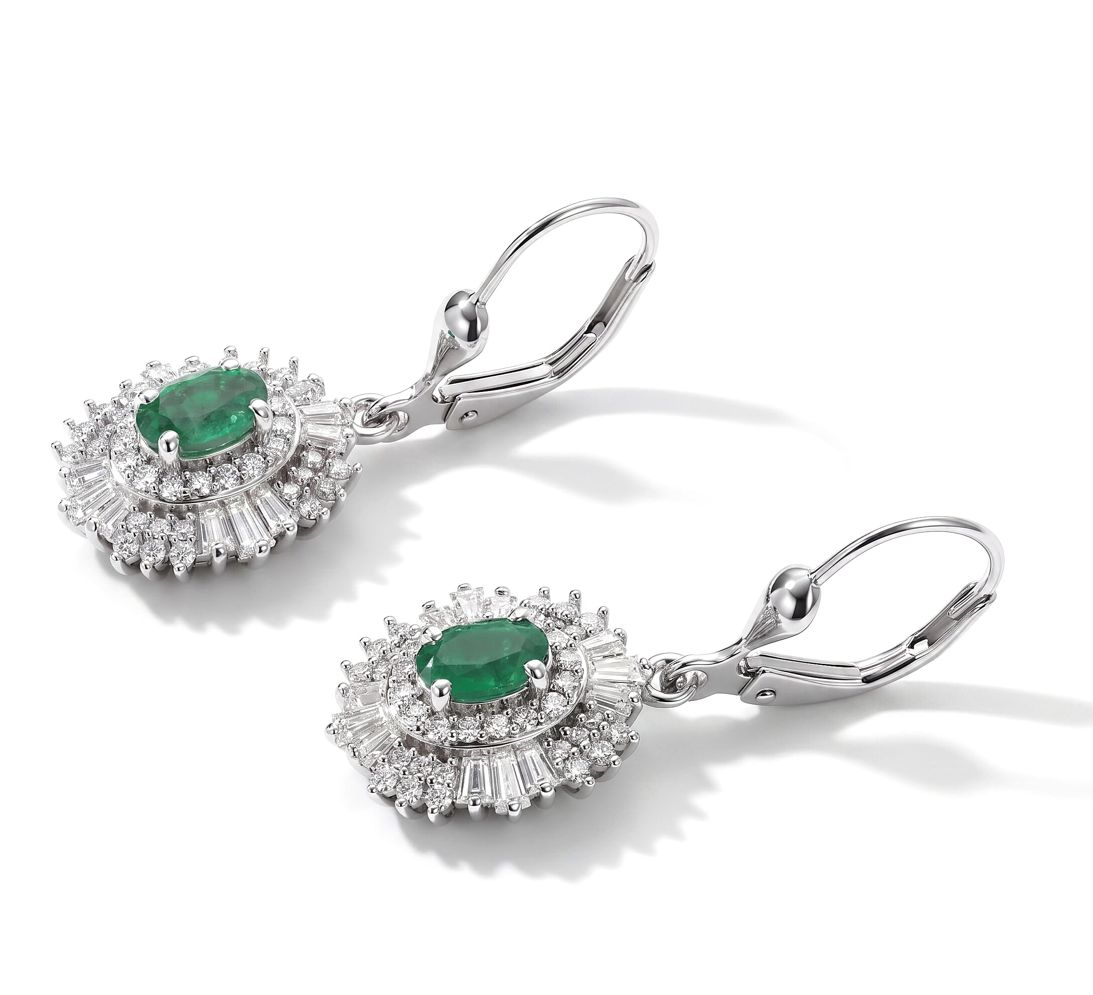 D'Joy AAA Kagem Zambian Emerald and Moissanite 2.10 ctw Earrings in Rhodium Over Sterling Silver