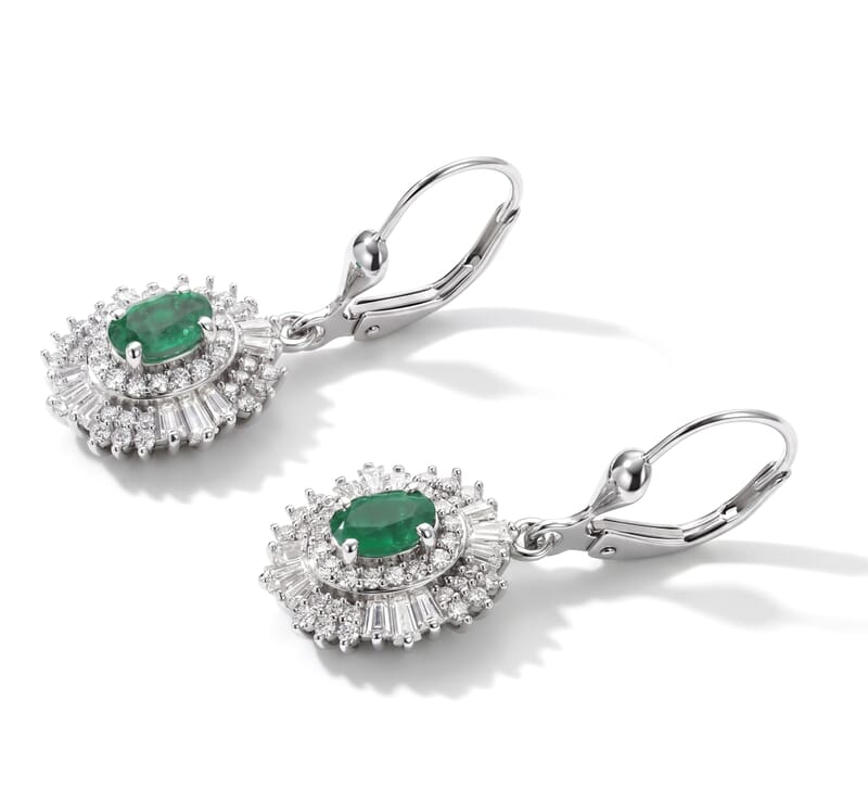 D'Joy AAA Kagem Zambian Emerald and Moissanite 2.10 ctw Earrings in Rhodium Over Sterling Silver