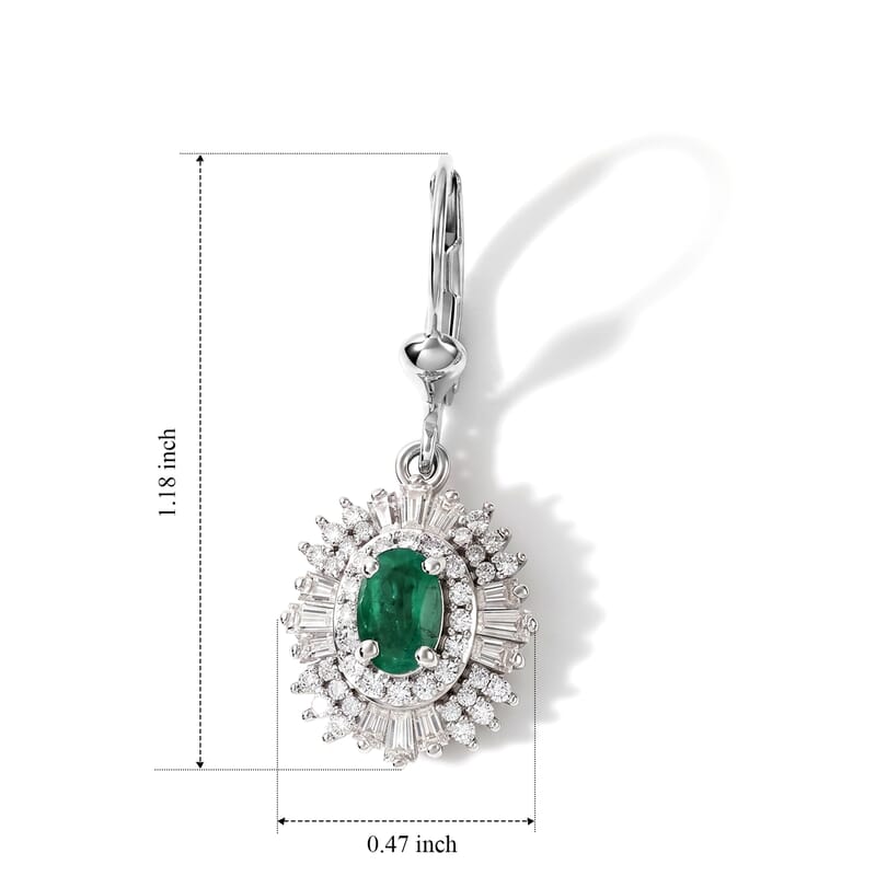 D'Joy AAA Kagem Zambian Emerald and Moissanite 2.10 ctw Earrings in Rhodium Over Sterling Silver
