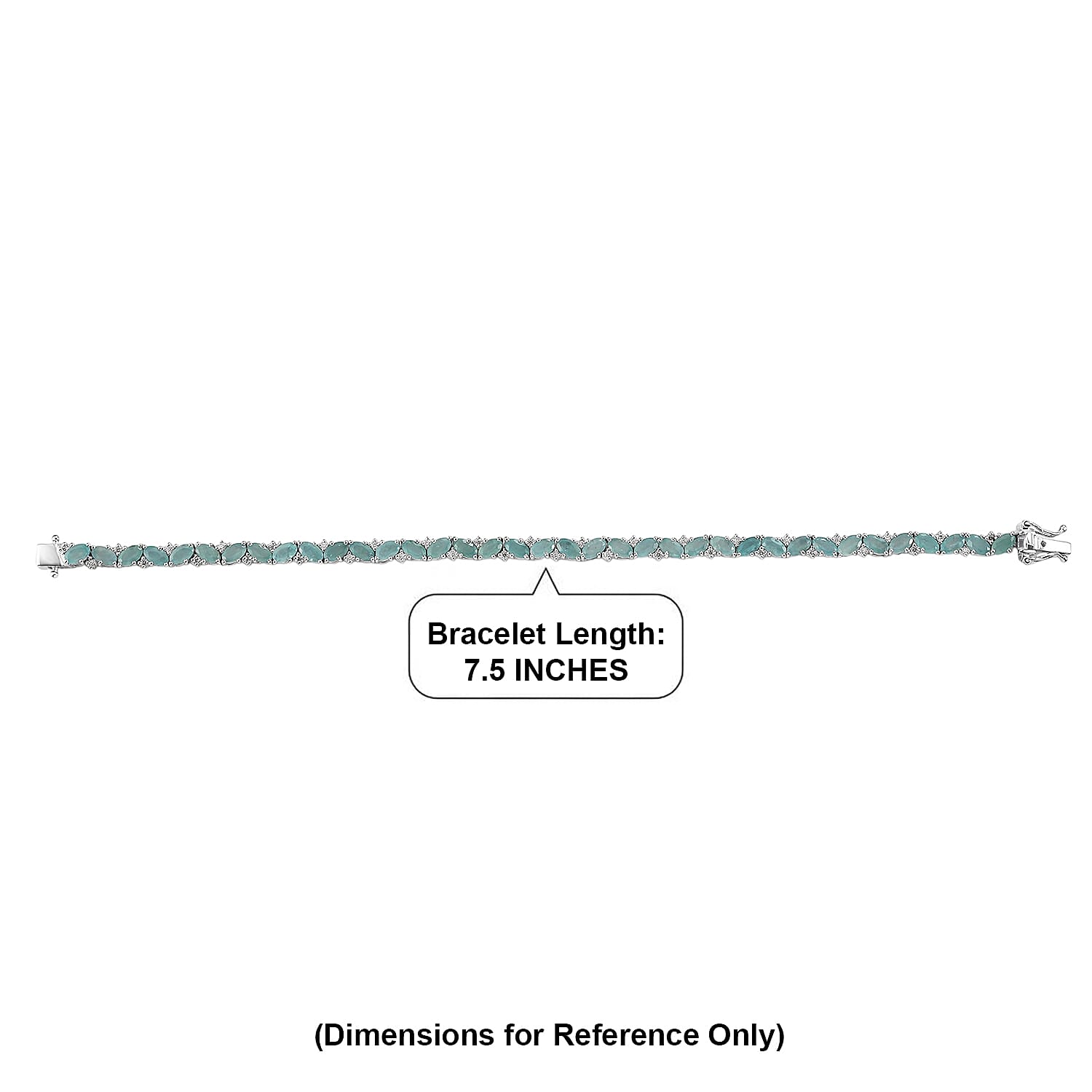 D'Joy Premium Grandidierite and Moissanite 7.90 ctw Crest Wave Bracelet in Rhodium Over Sterling Silver (6.50 In)