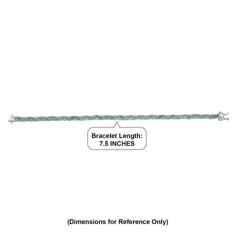 D'Joy Premium Grandidierite and Moissanite 7.90 ctw Crest Wave Bracelet in Rhodium Over Sterling Silver (6.50 In)