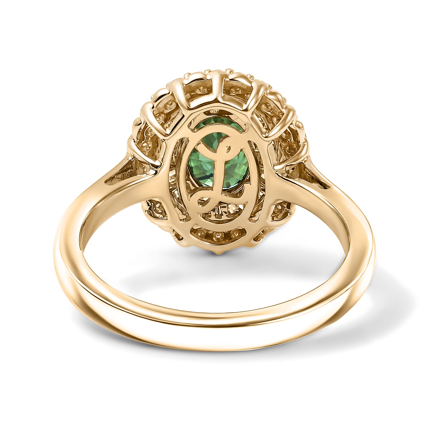 Luxoro Premium Milanoa Green Sapphire, Natural Yellow and White Diamond (I2) 2.00 ctw Majestic Sunburst Ring in 10K Yellow Gold (Size 6.0)