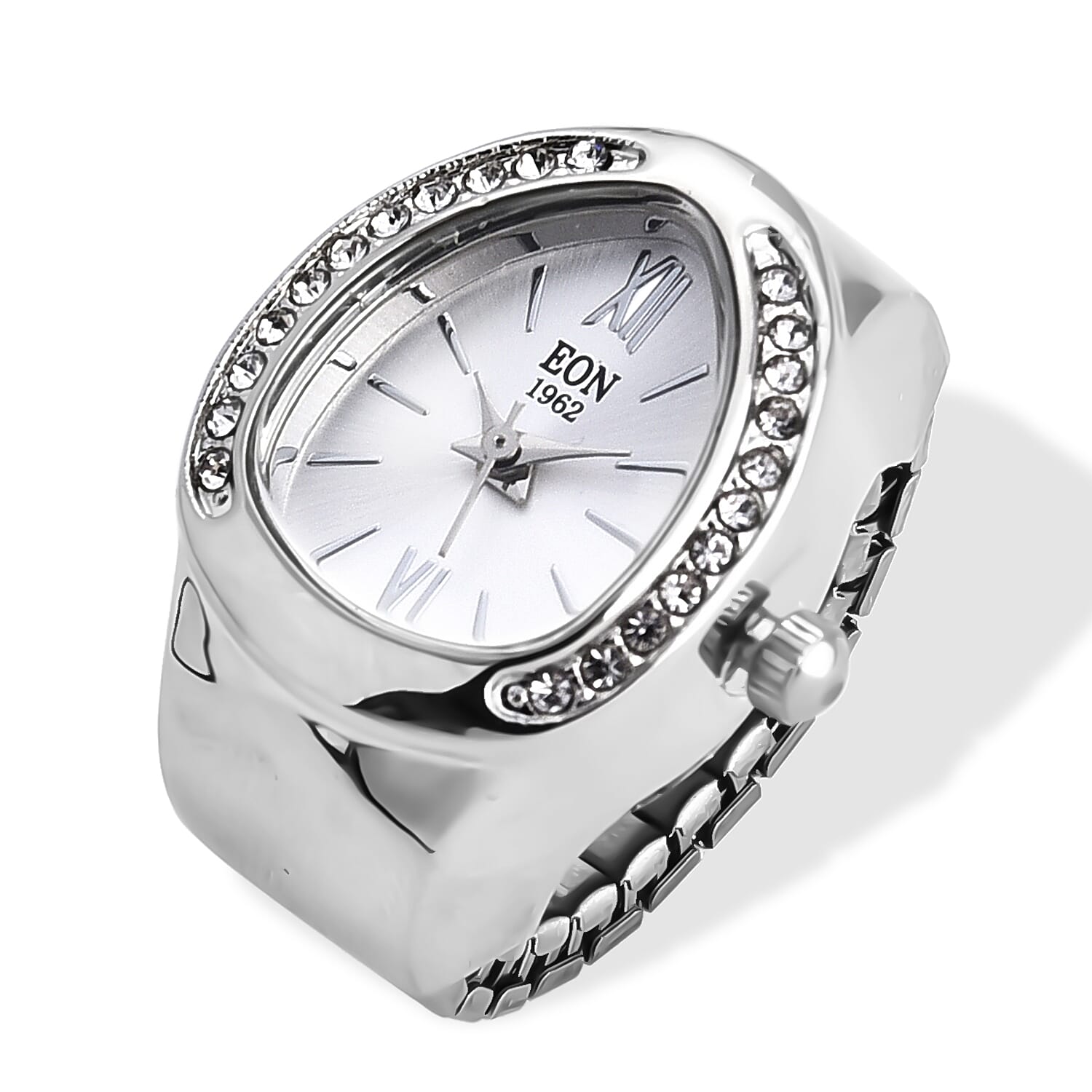 EON 1962 SL68 Quartz Movement Ring Watch in Silvertone