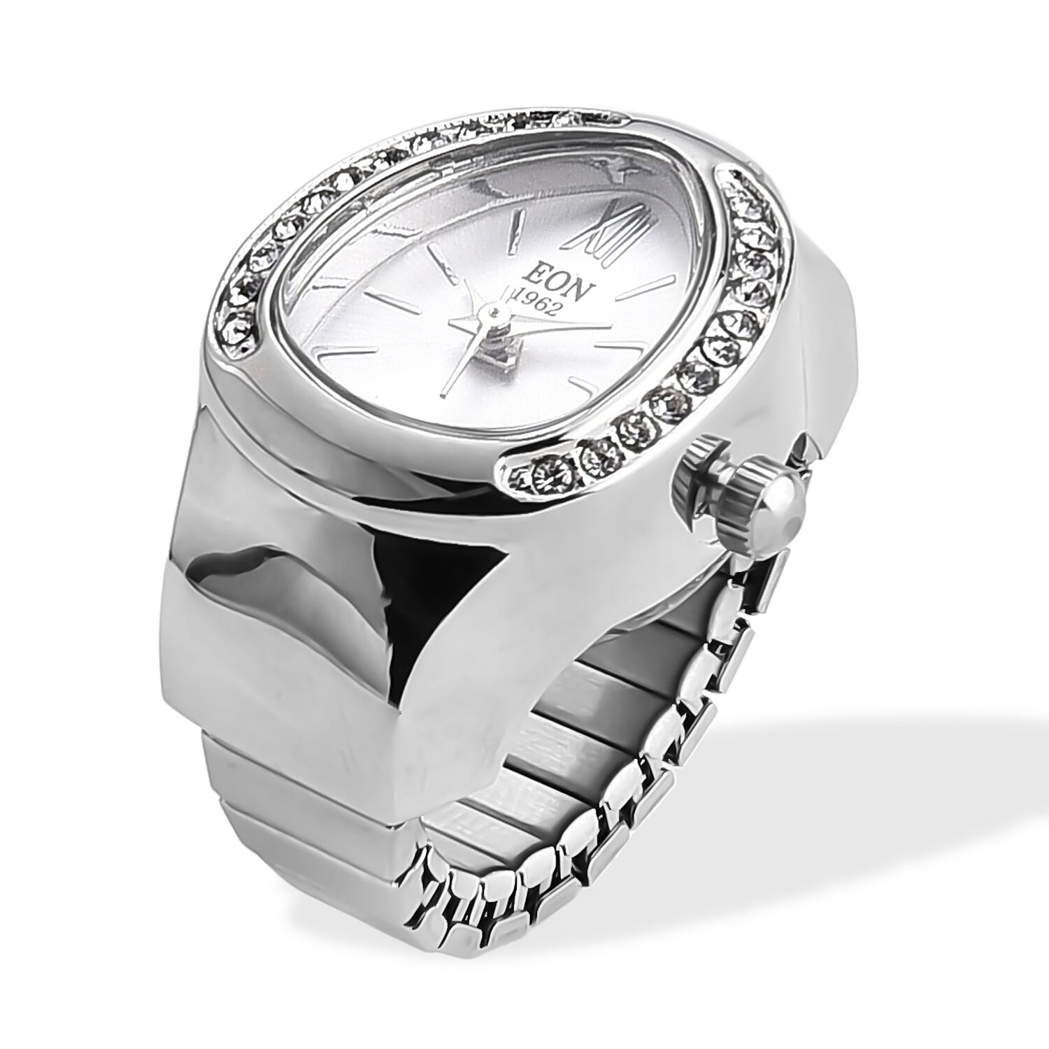 EON 1962 SL68 Quartz Movement Ring Watch in Silvertone