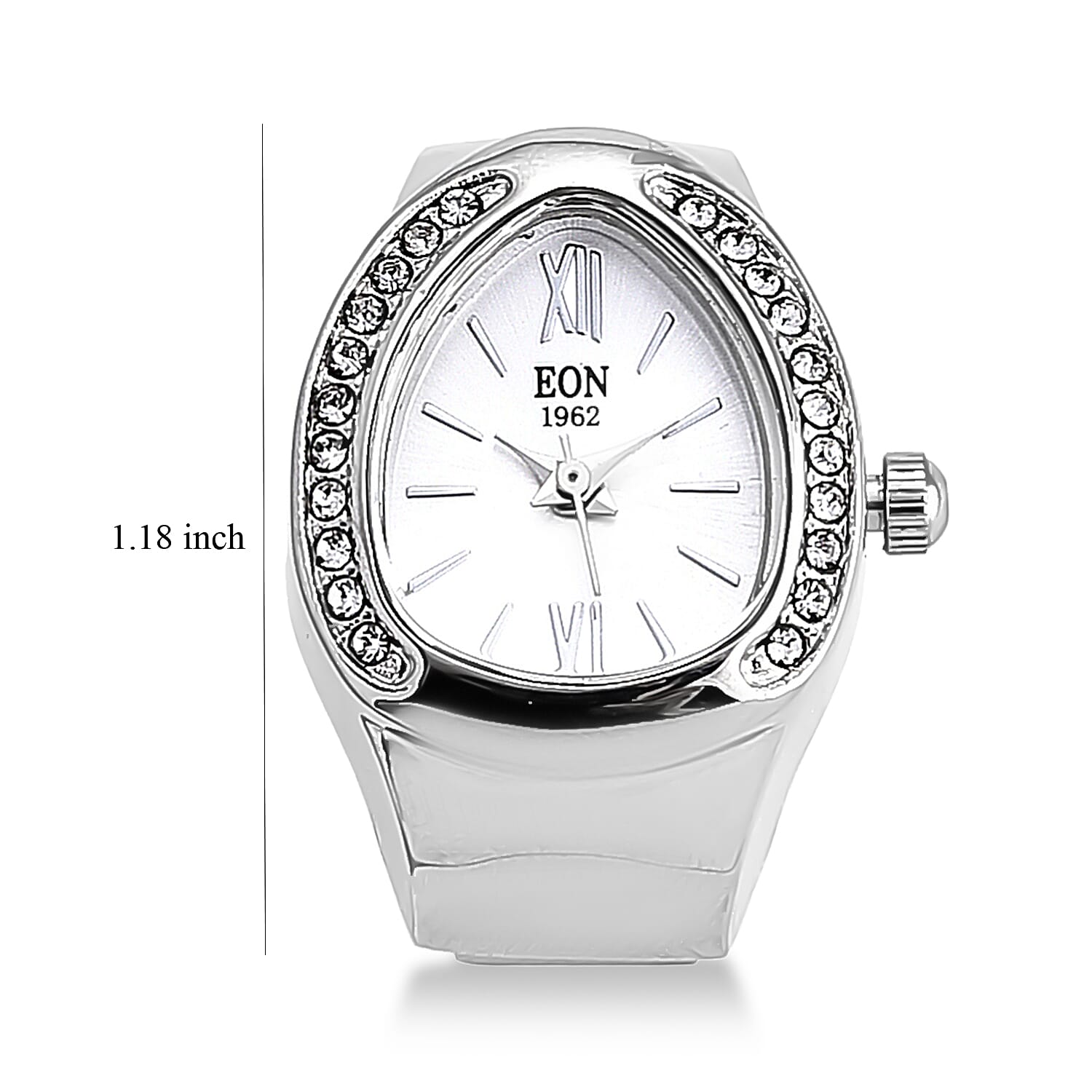 EON 1962 SL68 Quartz Movement Ring Watch in Silvertone