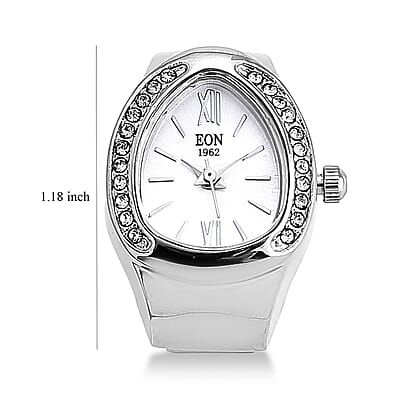 EON 1962 SL68 Quartz Movement Ring Watch in Silvertone