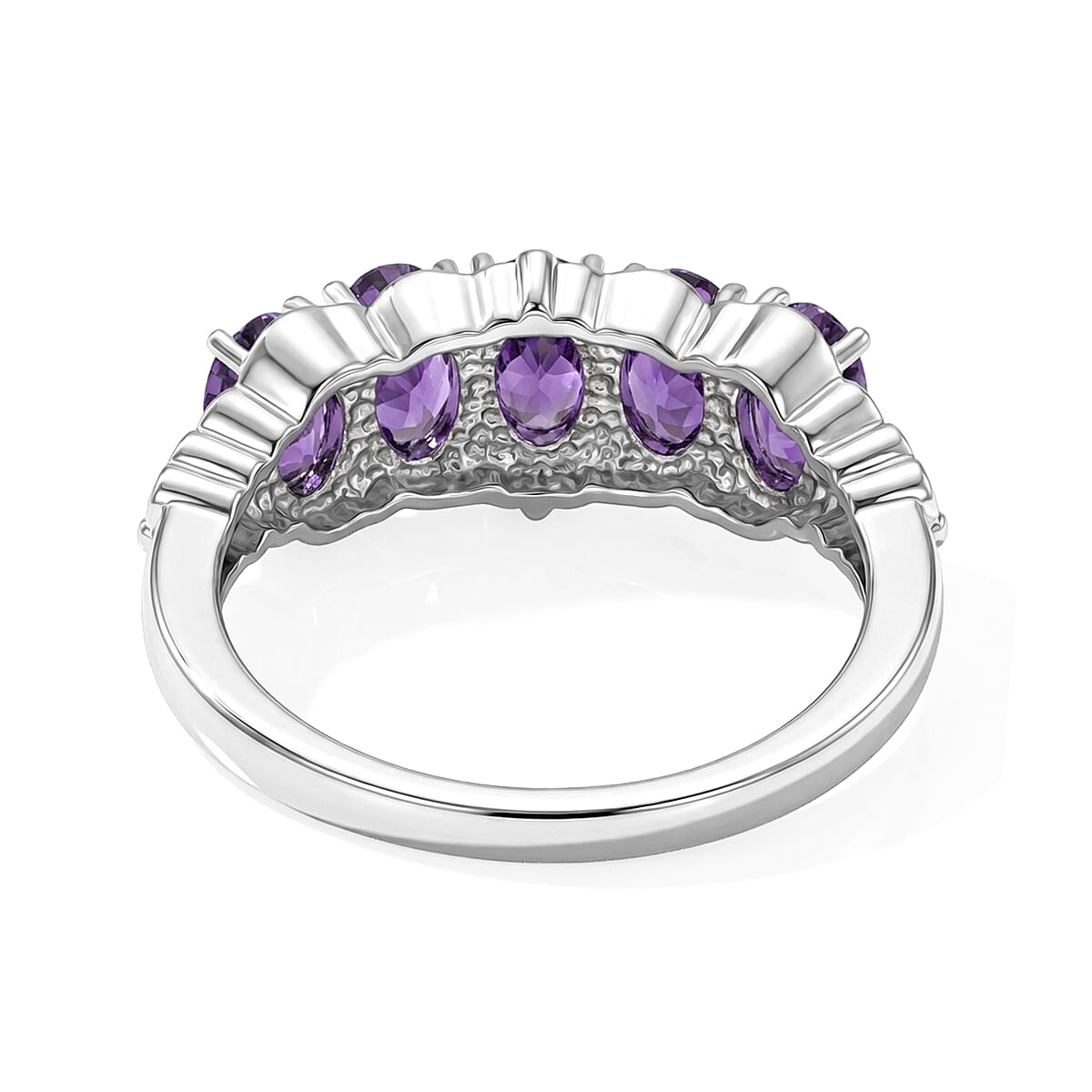 EverTrue African Amethyst 5 Stone Ring in Stainless Steel (Size 10.0) 2.15 ctw image number 4