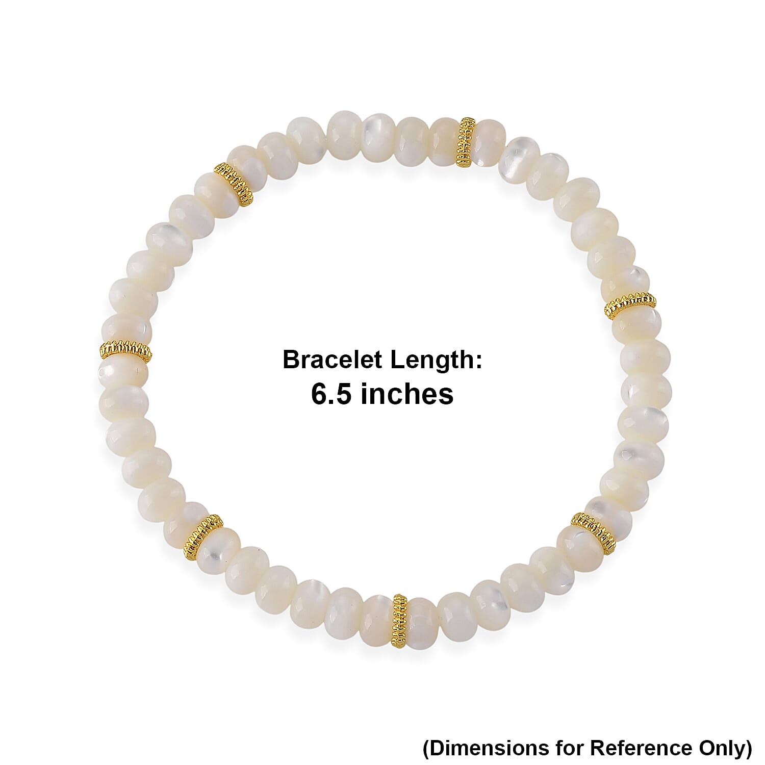 White Shell Pearl Strach Bracelet in Goldtone (6.75-8.75In)