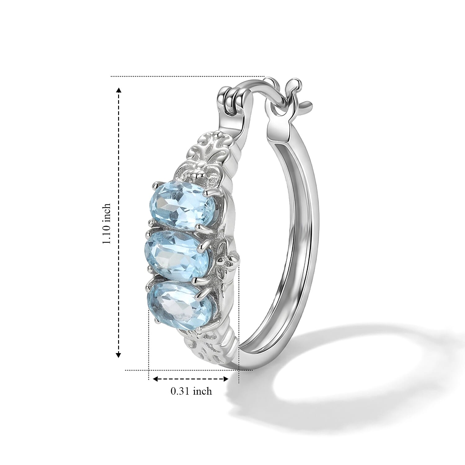 EverTrue Sky Blue Topaz 3.30 ctw Earrings in Stainless Steel