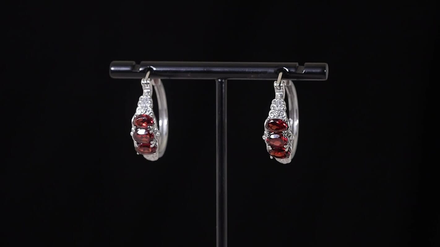 EverTrue African Amethyst 2.40 ctw Hoop Earrings in Stainless Steel