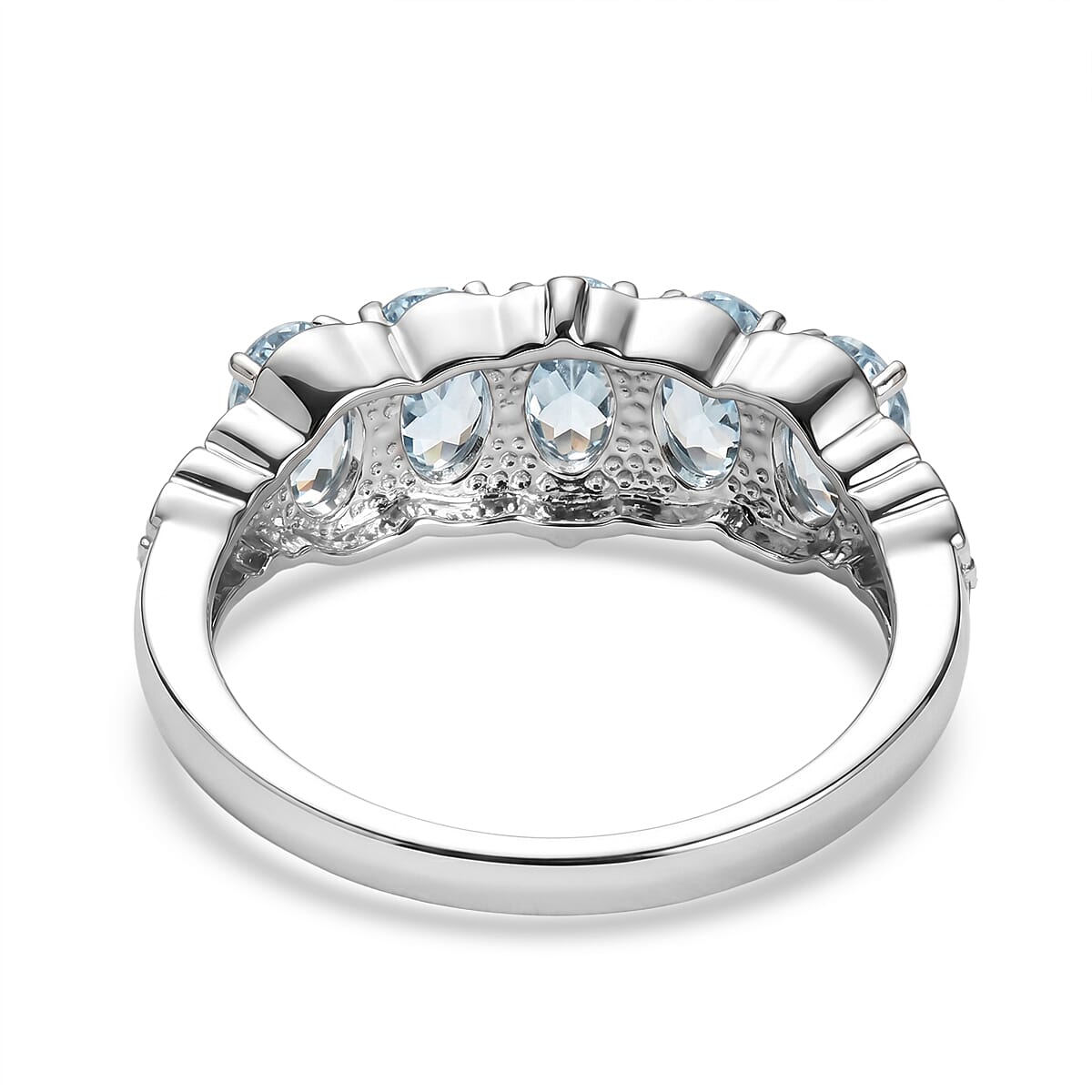 EverTrue Sky Blue Topaz 2.75 ctw 5 Stone Ring in Stainless Steel (Size 5.0)