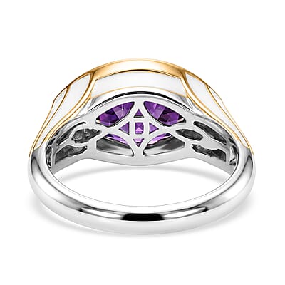 D'Joy AAA Zambian Amethyst 2.50 ctw Regal Shield Ring in 18K Vermeil Yellow Gold and Rhodium Over Sterling Silver (Size 6.0)