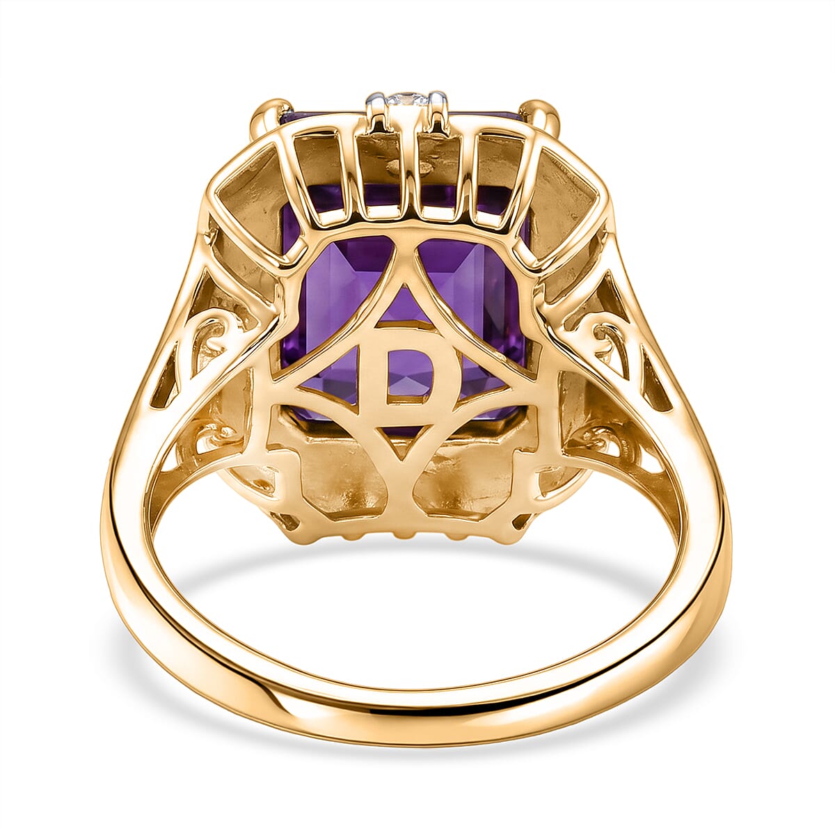 D'Joy AAA Zambian Amethyst and Moissanite 5.90 ctw Regal Deco Ring in 18K Vermeil Yellow Gold Over Sterling Silver (Size 7.0)