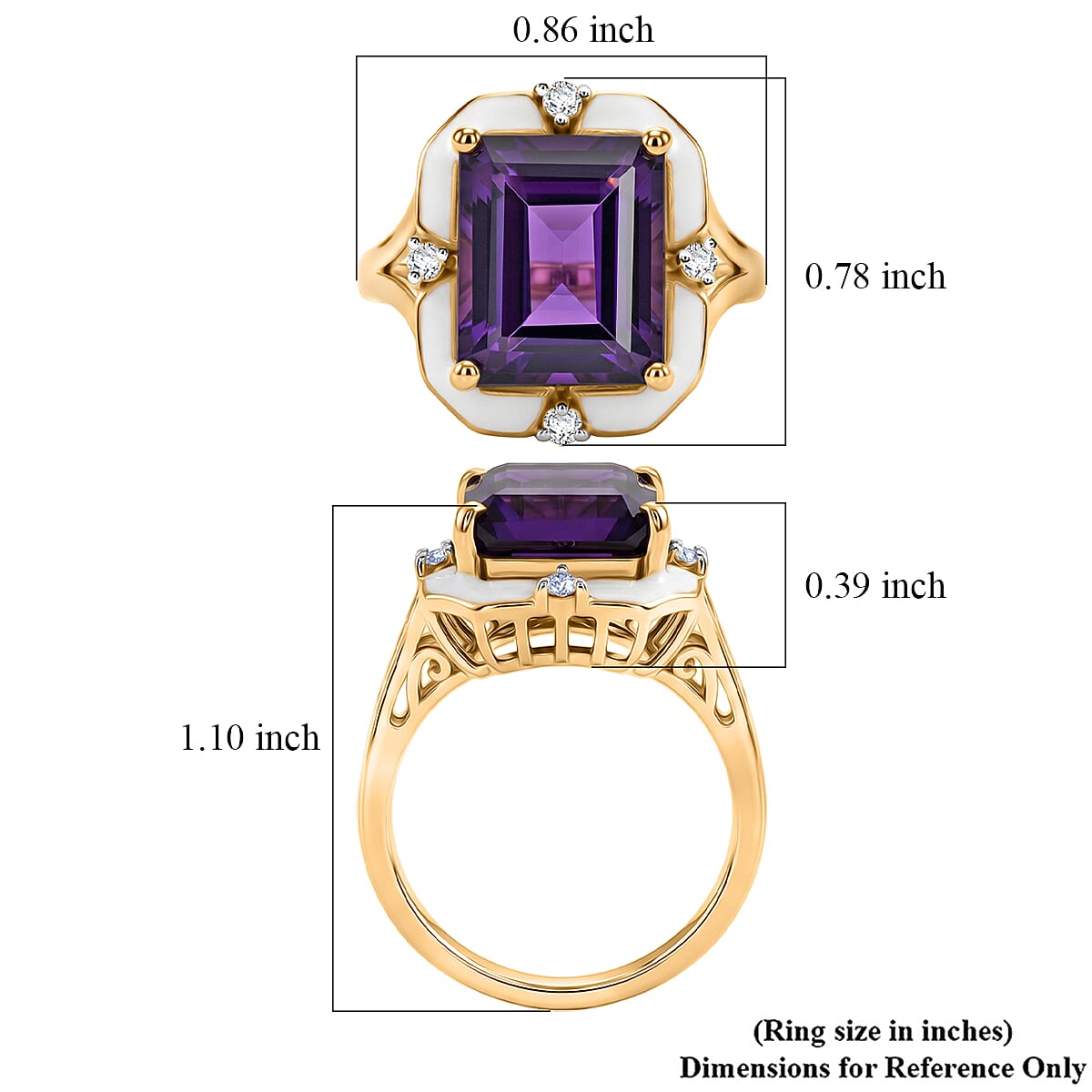 D'Joy AAA Zambian Amethyst and Moissanite 5.90 ctw Regal Deco Ring in 18K Vermeil Yellow Gold Over Sterling Silver (Size 7.0)