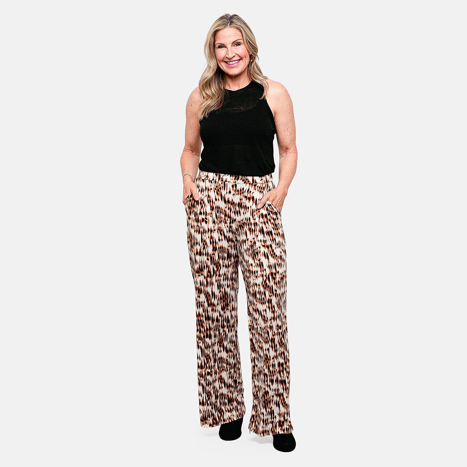 Joi De Vivre Animal print 30 Pants with Pleats and Pockets -L