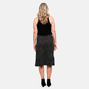 Joi De Vivre Black/Eggshell Dot Print 28 Faux Wrap with Ruffle Flounce Skirt-XL