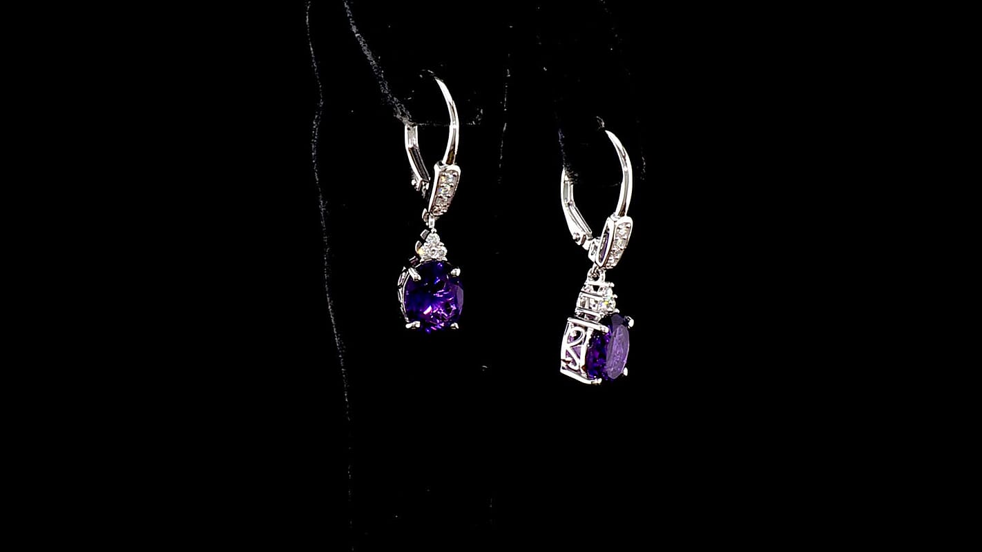 D'Joy AAA Zambian Amethyst, Moissanite Earrings in Rhodium Over Sterling Silver 1.90 ctw