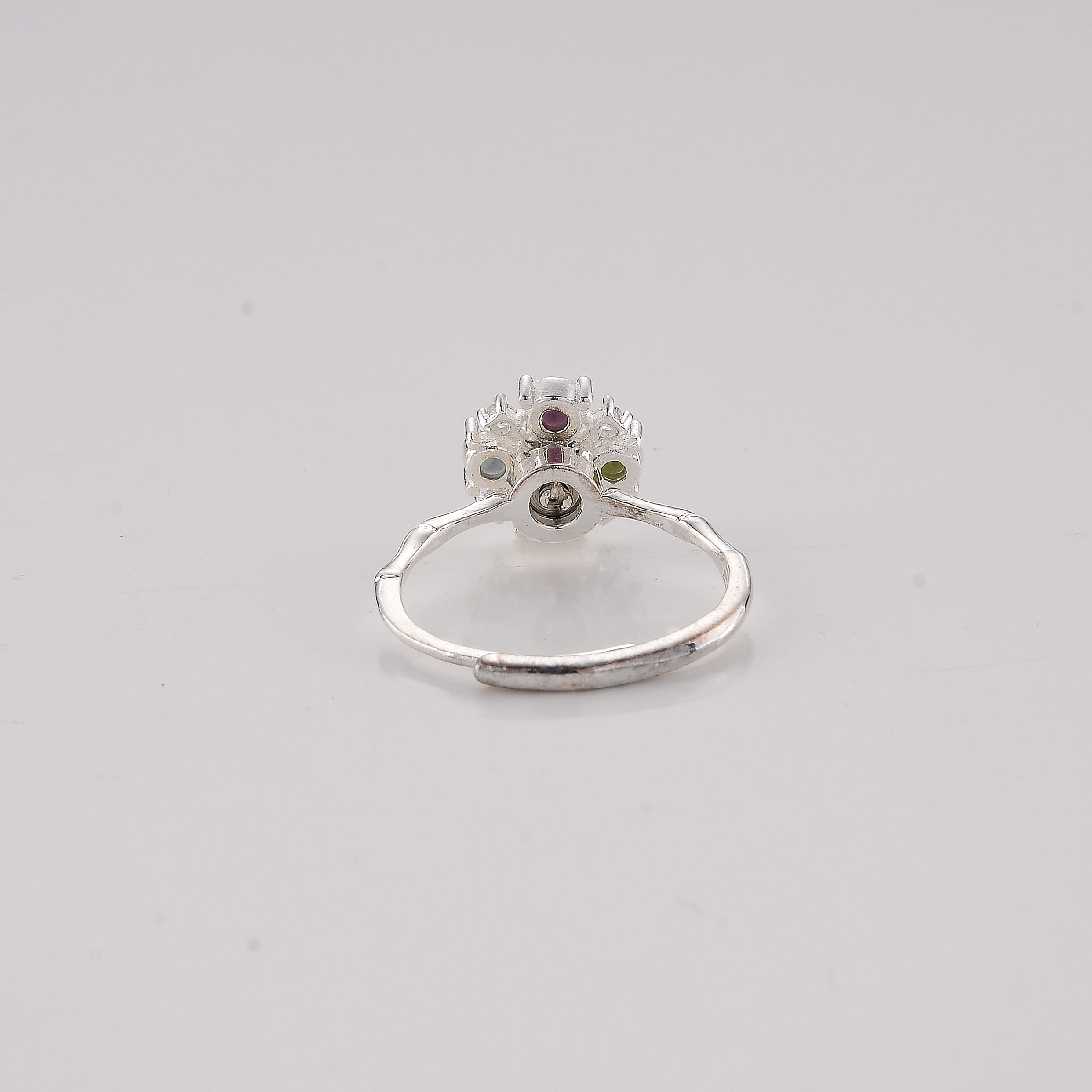 Multi-Tourmaline and Simulated Diamond 8.00 ctw Ring in Silvertone (Adjustable)