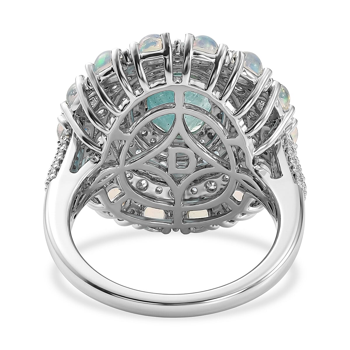 D'Joy Premium Grandidierite and Multi Gemstone 4.40 ctw Pearl Crest Ring in Rhodium Over Sterling Silver (Size  10.0) image number 4