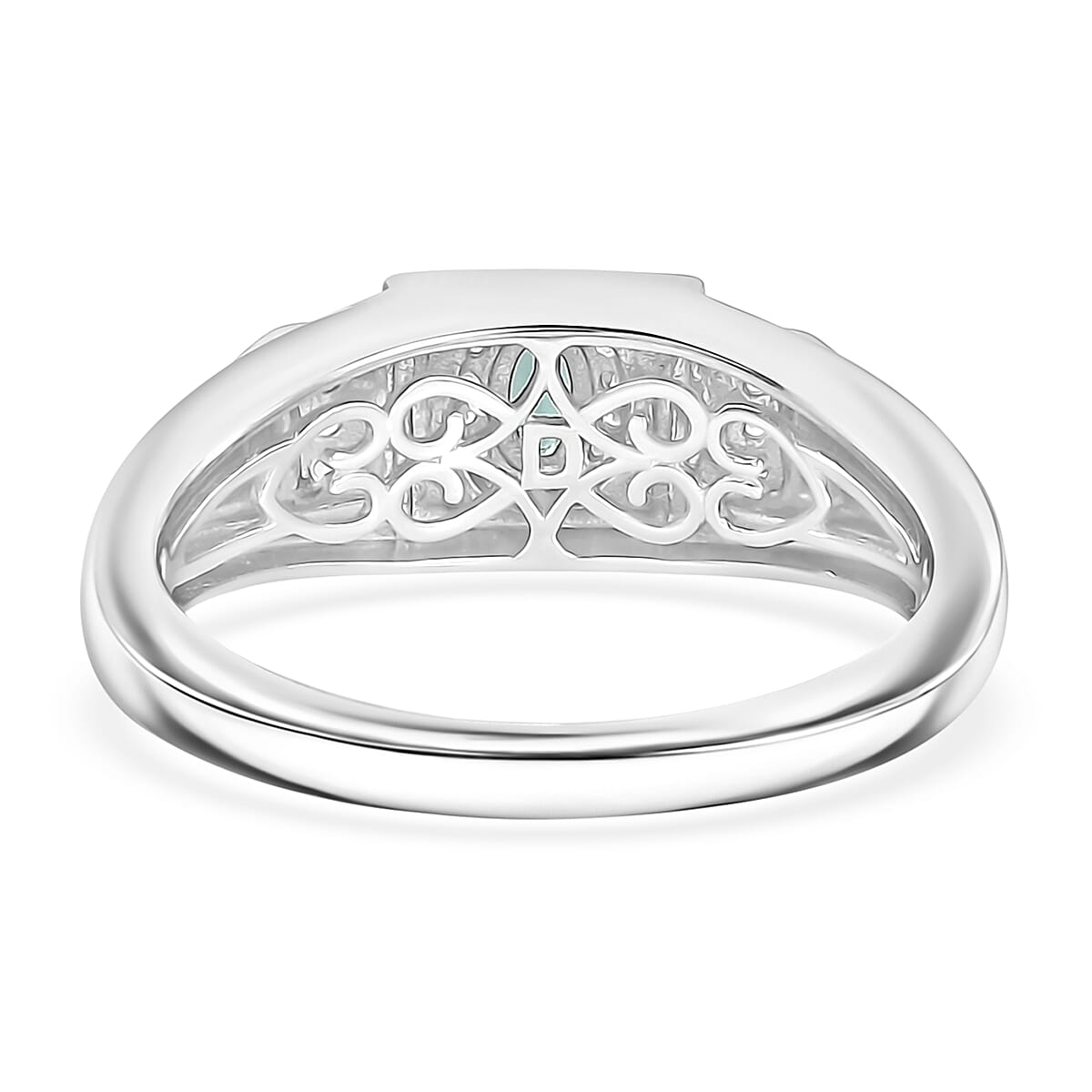 D'Joy Monte Belo Indicolite and Moissanite 0.40 ctw Men's Ring in Rhodium Over Sterling Silver (Size 12.0)