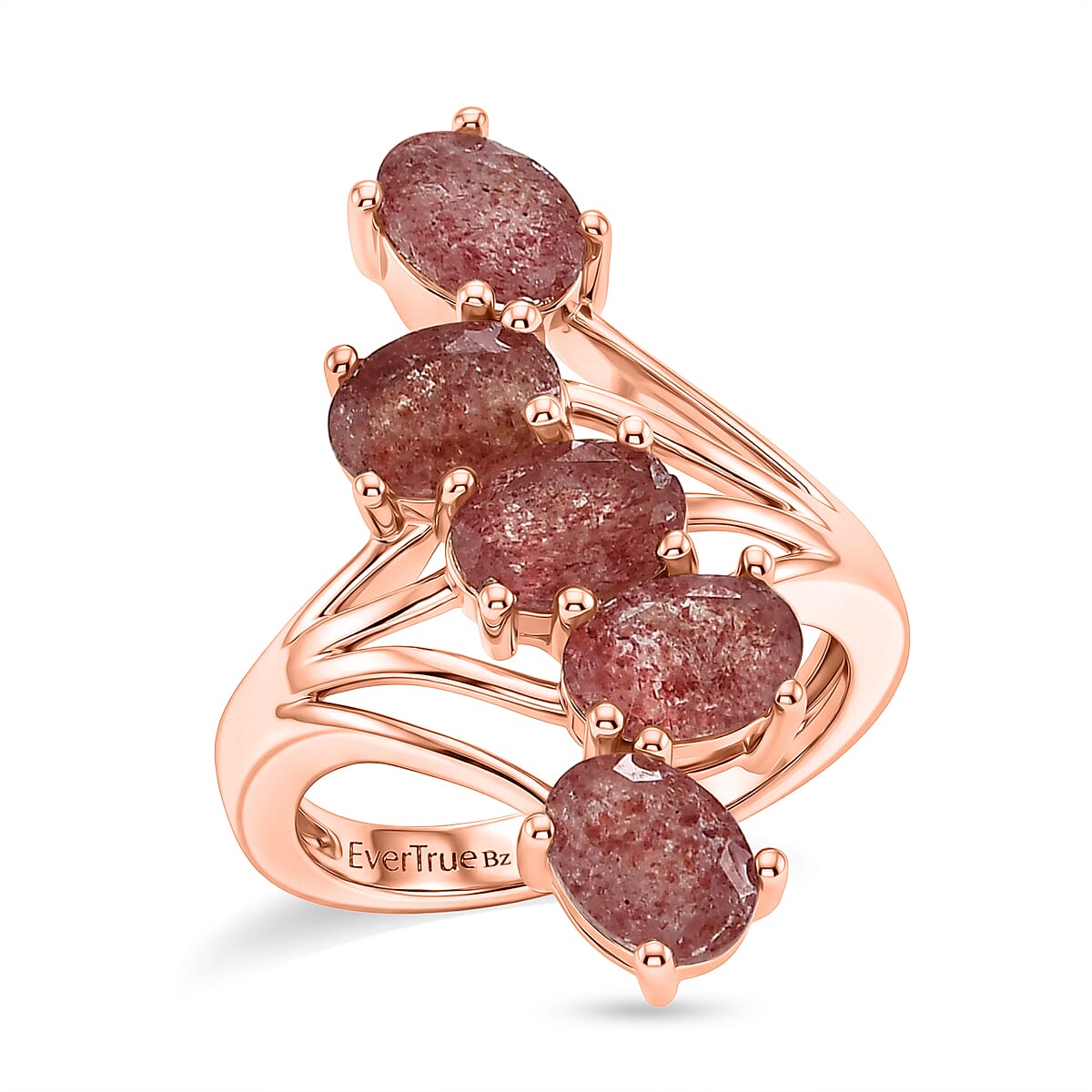 EverTrue Bronzella Collection Premium Tanzanian Natronite 3.65 ctw Ring in 18K RG Plated Bronze (Size 8.0)