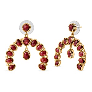 EverTrue Premium Norwegian Thulite 16.90 ctw Squash Blossoms Earrings in 18K YG Plated