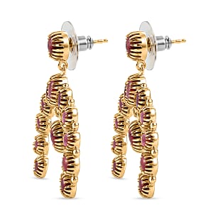EverTrue Premium Norwegian Thulite 16.90 ctw Squash Blossoms Earrings in 18K YG Plated