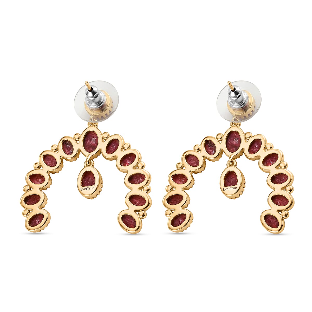 EverTrue Premium Norwegian Thulite 16.90 ctw Squash Blossoms Earrings in 18K YG Plated