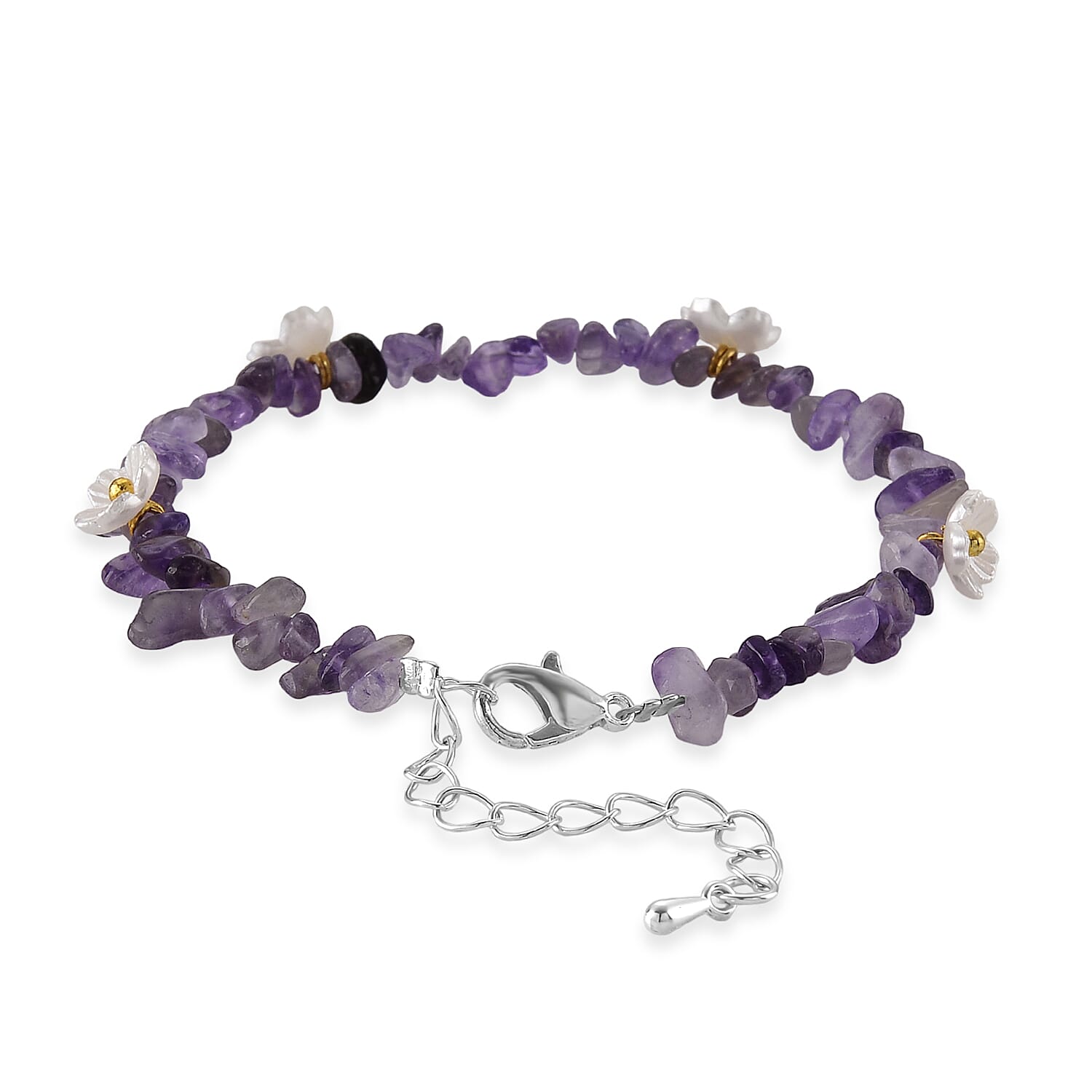 African and Resin 25.00 ctw Beaded Bracelet in Dualtone (7-9In)