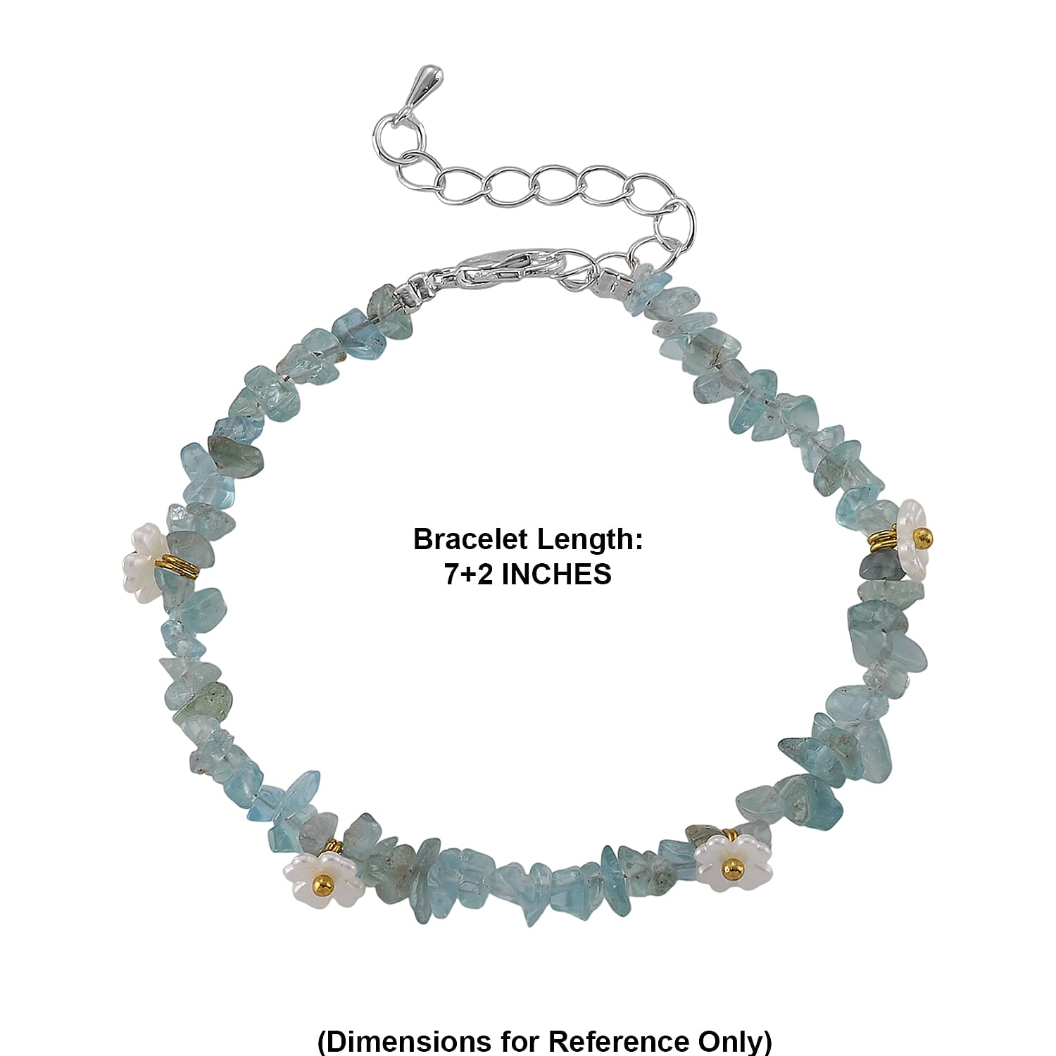 Aquamarine and Resin 25.00 ctw Beaded Bracelet in Dualtone (7-9In)