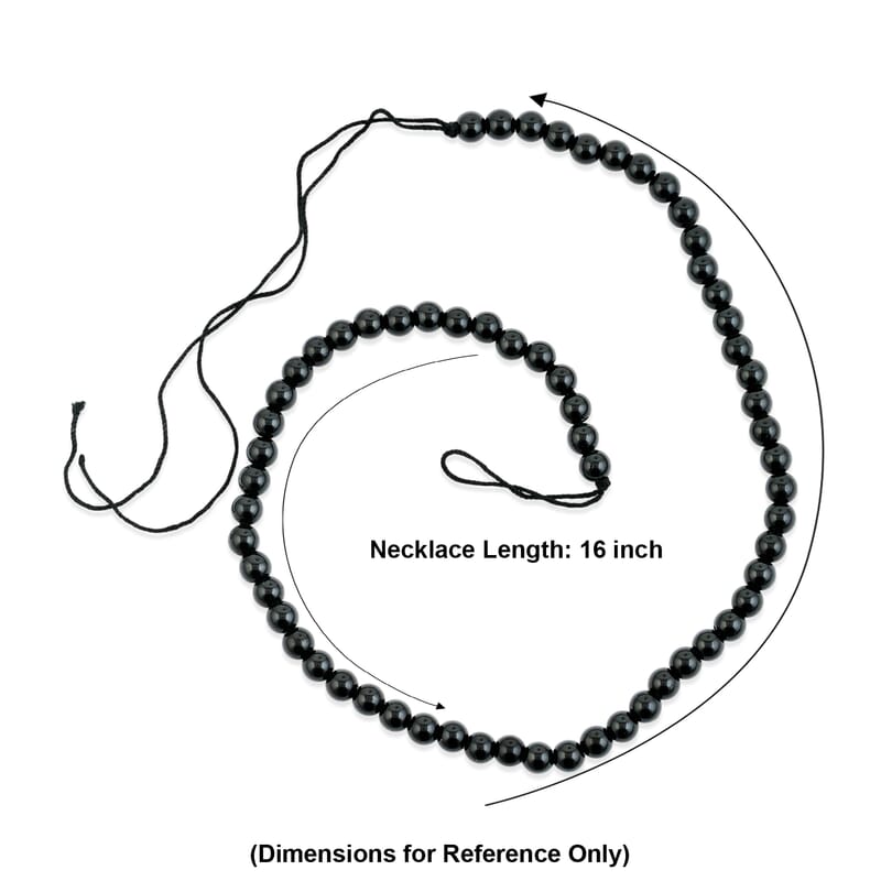 GCS Round Australian Black Tourmaline Beaded Strand (16 Inches) 158.00 ctw