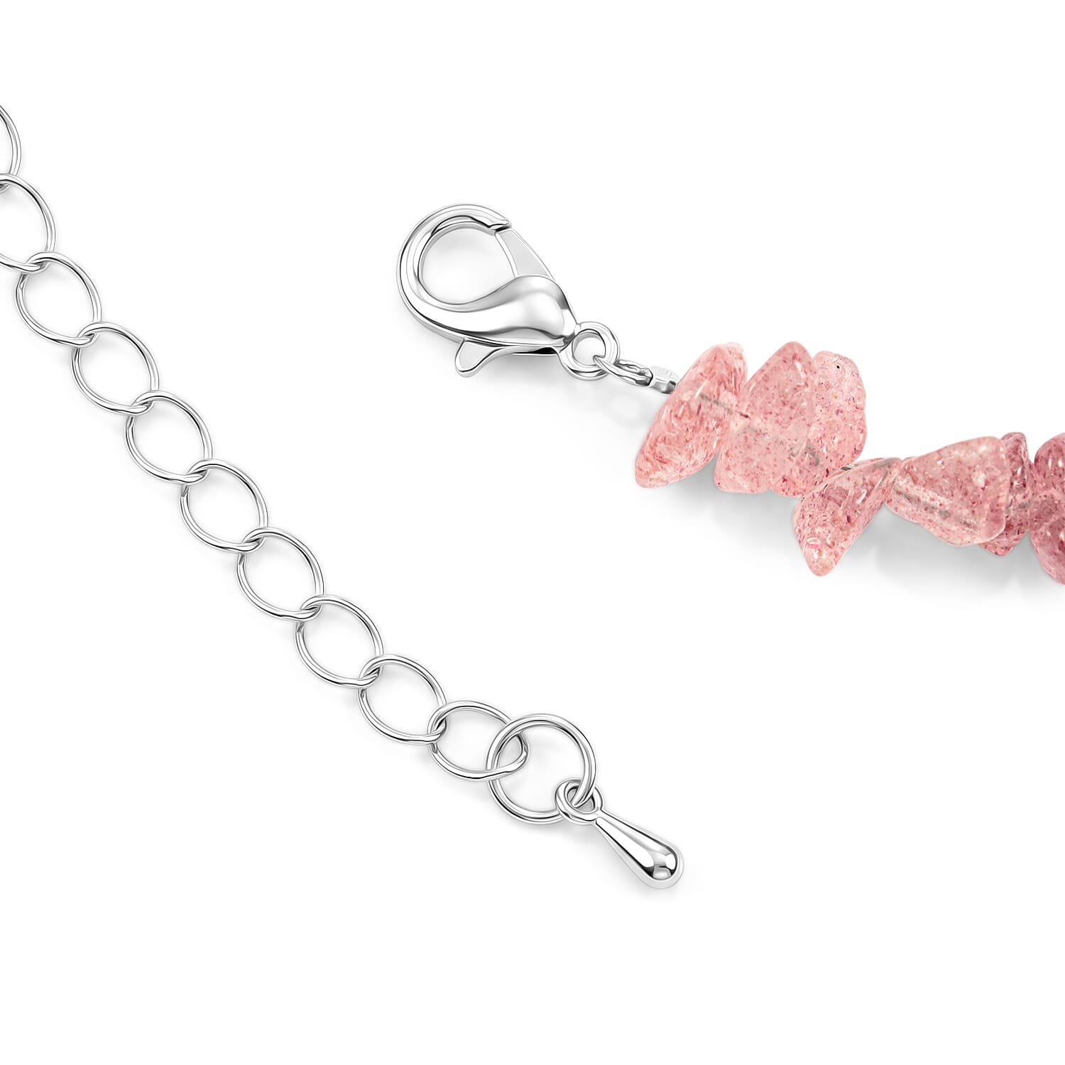 Strawberry Quartz and Resin 25.00 ctw Beaded Bracelet in Dualtone (7-9In)