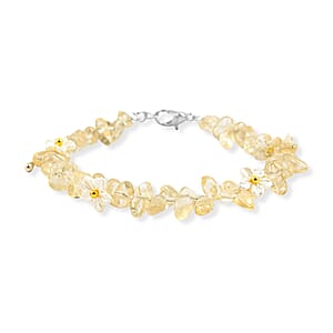 Brazilian Citrine and Resin 25.00 ctw Beaded Bracelet in Dualtone (7-9In)