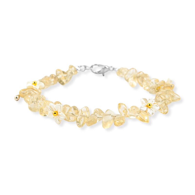 Brazilian Citrine and Resin 25.00 ctw Beaded Bracelet in Dualtone (7-9In)