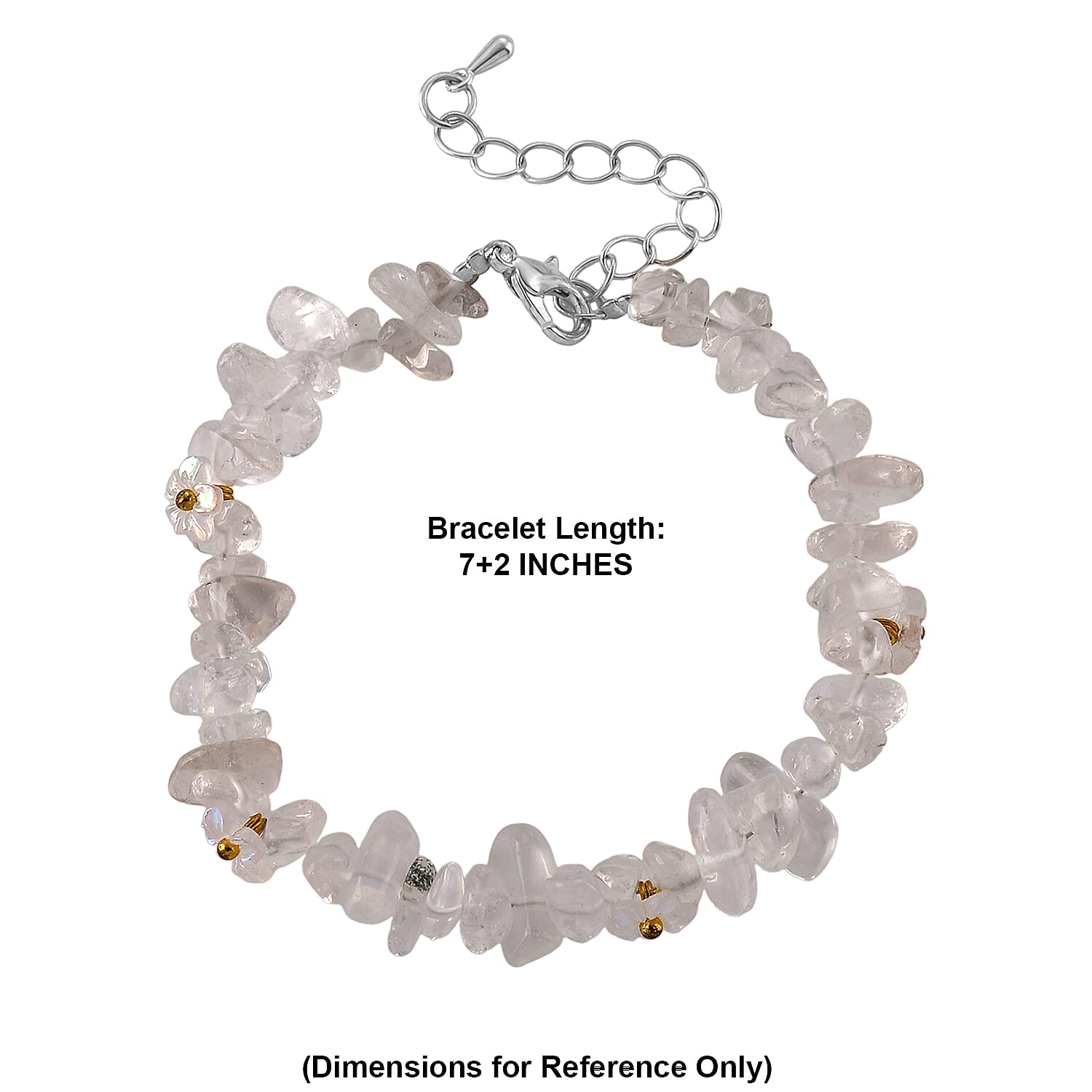 White Crystal Quartz and Resin 25.00 ctw Beaded Bracelet in Dualtone (7-9In)