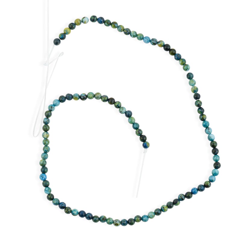 GCS Round Denim Moss Jasper Beaded Strand (16 Inches) 53.20 ctw