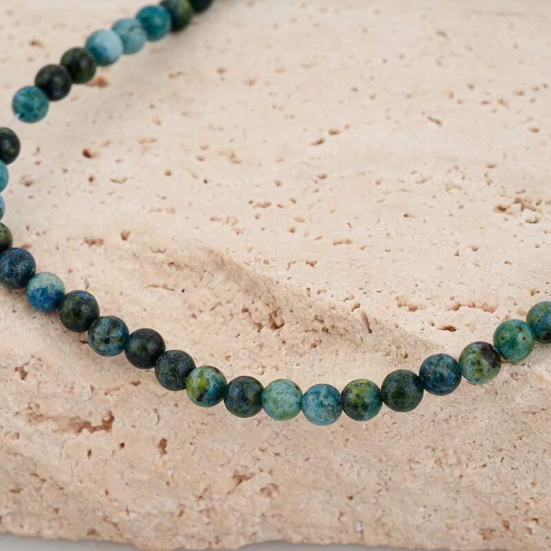 GCS Round Denim Moss Jasper Beaded Strand (16 Inches) 53.20 ctw