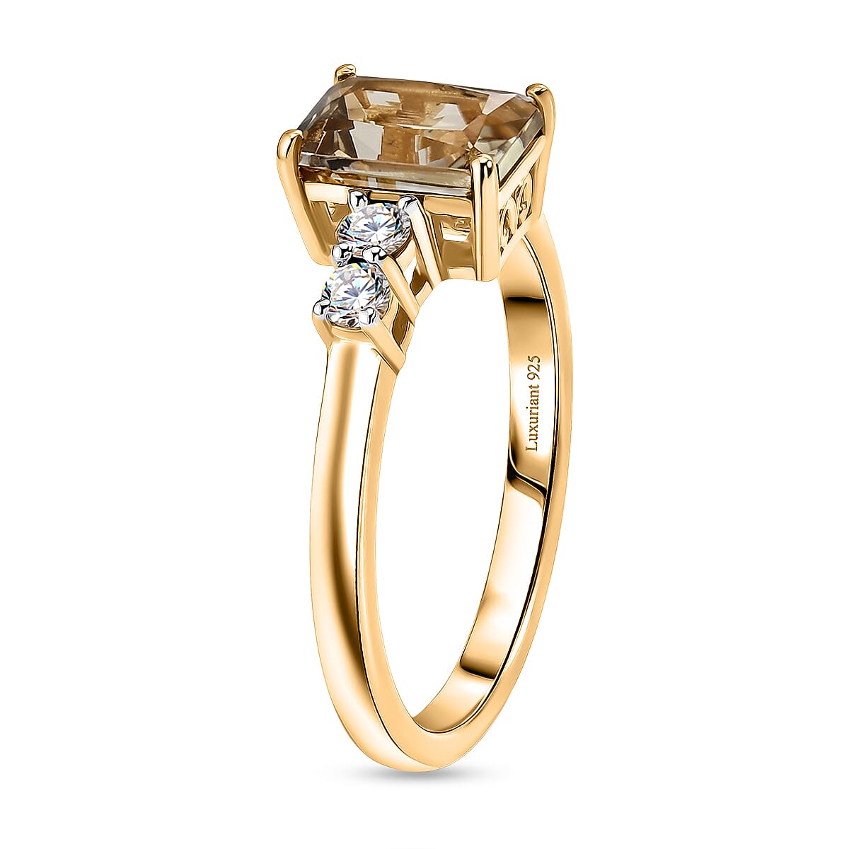 AAA Turkizite and Luxuriant Lab Grown Diamond E-F VS 2.35 ctw Golden Bloom Elegance Ring in 18K Vermeil Yellow Gold Over Sterling Silver (Size 10.0) image number 3