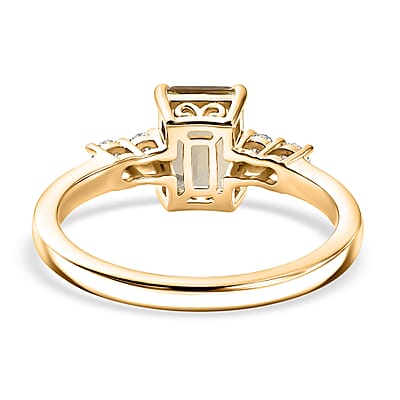 AAA Turkizite and Luxuriant Lab Grown Diamond E-F VS 2.35 ctw Golden Bloom Elegance Ring in 18K Vermeil Yellow Gold Over Sterling Silver (Size 6.0)