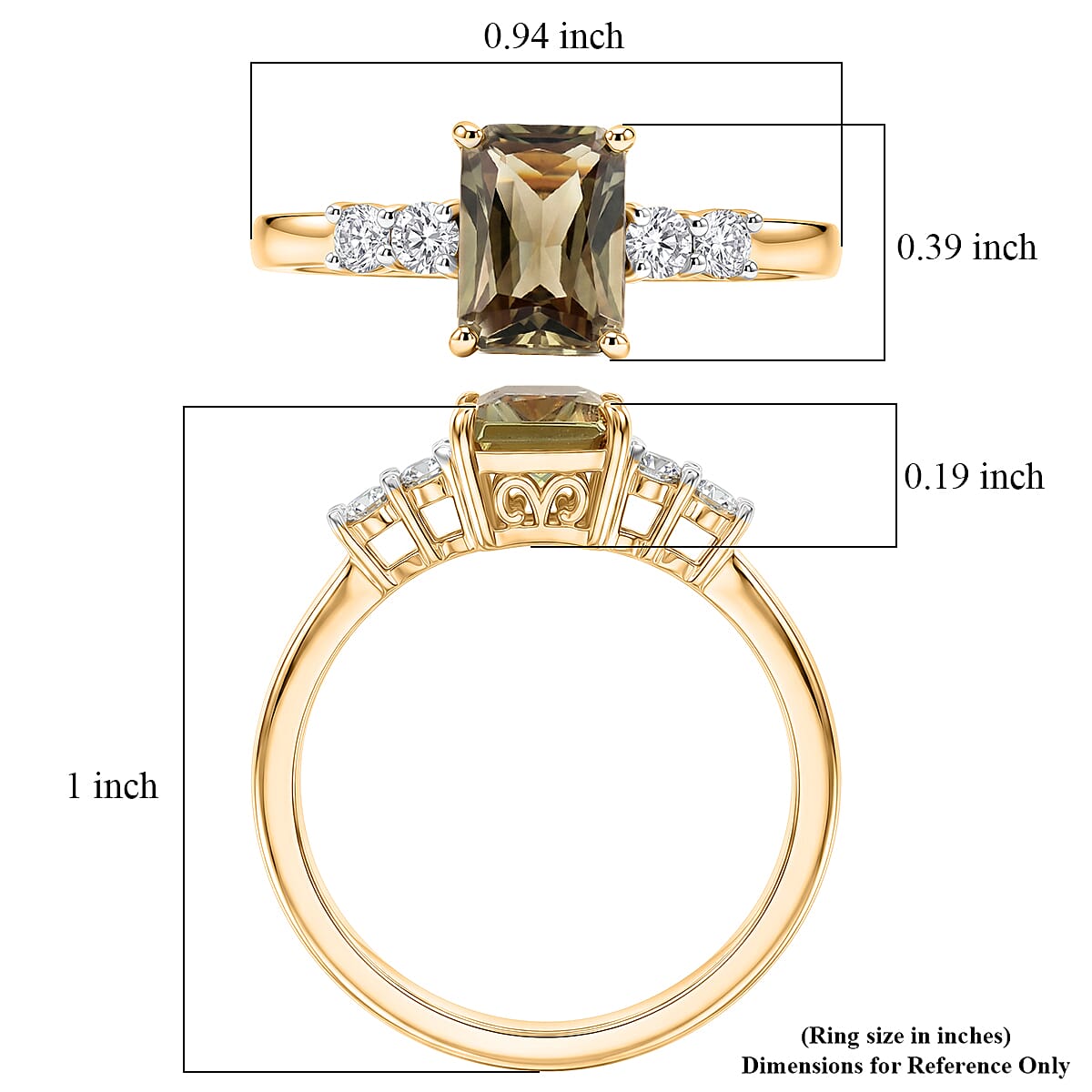 AAA Turkizite and Luxuriant Lab Grown Diamond E-F VS 2.35 ctw Golden Bloom Elegance Ring in 18K Vermeil Yellow Gold Over Sterling Silver (Size 6.0)