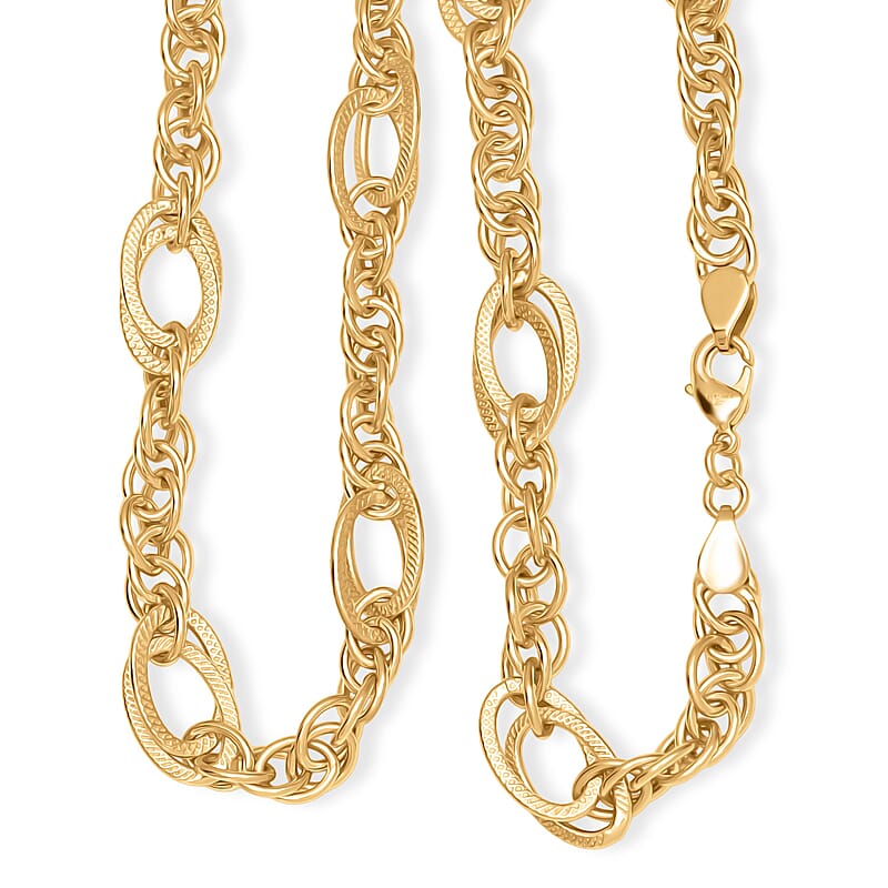 EverTrue Bronzella Collection Regal Link Statement Necklace in 18K YG Plated Bronze 20 Inches