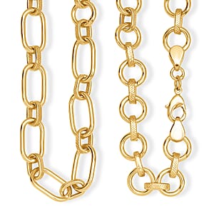 EverTrue Bronzella Collection Dual-Link Textured Chain Necklace in 18K YG Plated Bronze 20 Inches