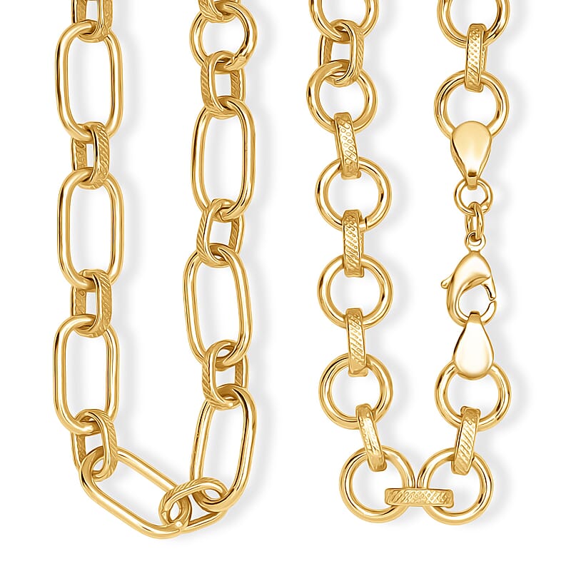 EverTrue Bronzella Collection Dual-Link Textured Chain Necklace in 18K YG Plated Bronze 20 Inches