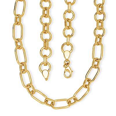 EverTrue Bronzella Collection Dual-Link Textured Chain Necklace in 18K YG Plated Bronze 20 Inches
